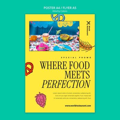Kitschy Colors Food Poster Template – Free Download