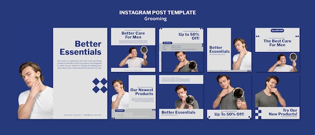 Male Self-Care and Grooming Instagram Post Collection – Free Download