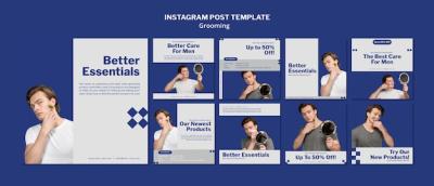Male Self-Care and Grooming Instagram Post Collection – Free Download
