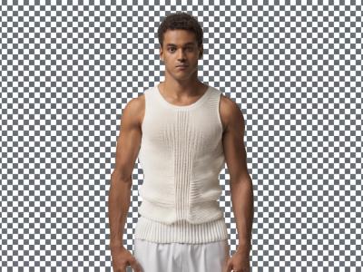 Knitted White Tank Top Man on Transparent Background – Free Stock Photo for Download