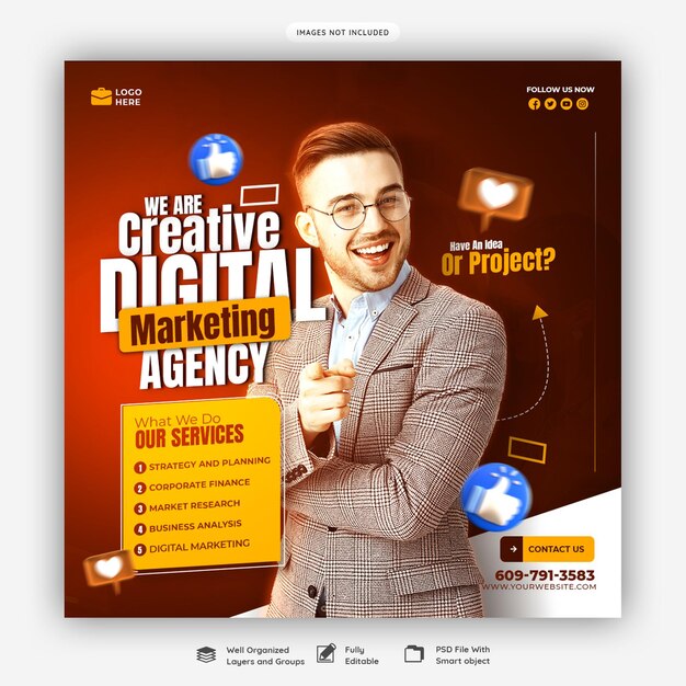 Digital Marketing Agency and Corporate Social Media Banner Template – Free Download