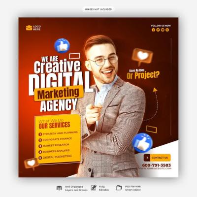 Digital Marketing Agency and Corporate Social Media Banner Template – Free Download