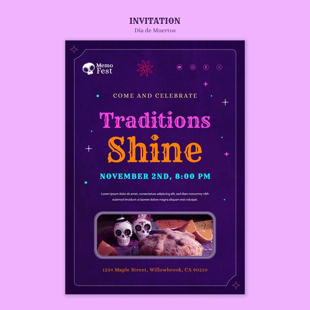 Dia de Muertos Template Design – Free Download Free Stock Photo
