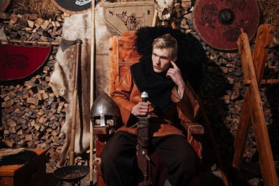 Viking Posing Against Ancient Interior | Free Download