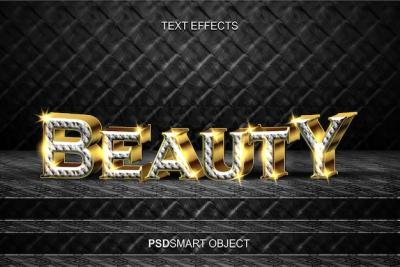 Luxury Beauty Gold 3D Text Style Mockup – Free Download