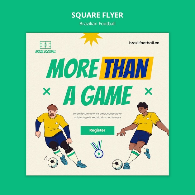 Brazilian Football Square Flyer – Free Download PSD Template