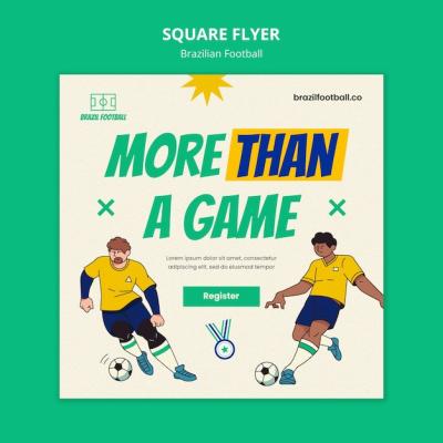 Brazilian Football Square Flyer – Free Download PSD Template