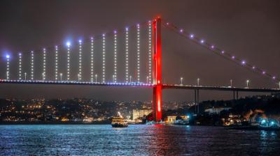 Bosphorus Bridge at Night in Istanbul, Turkey – Free to Download