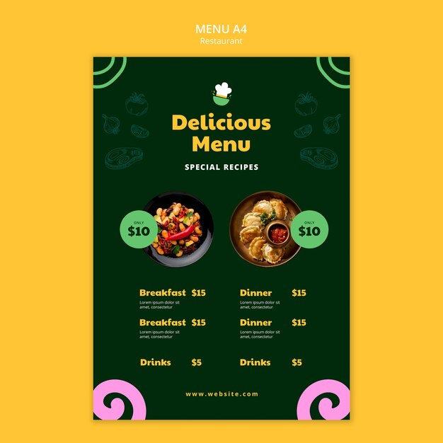 Delicious Food Restaurant Menu Template – Free Download
