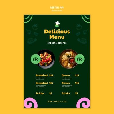 Delicious Food Restaurant Menu Template – Free Download