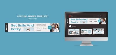 Flat Design Yacht Party YouTube Banner Template – Free Download