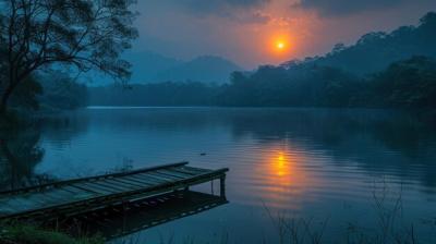 Serene Lake at Sunset – Free Download Stunning Stock Photo