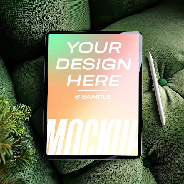 Tablet Mockup on the Sofa – Free to Download
