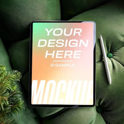 Tablet Mockup on the Sofa – Free to Download