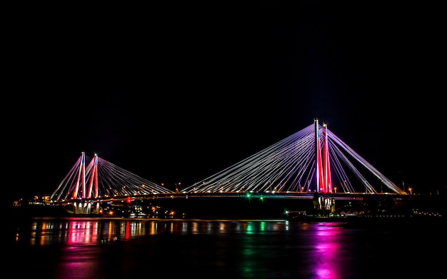 Shining Colorful Jindo Bridge on Jindo Island in South Korea – Free Download