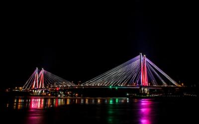 Shining Colorful Jindo Bridge on Jindo Island in South Korea – Free Download