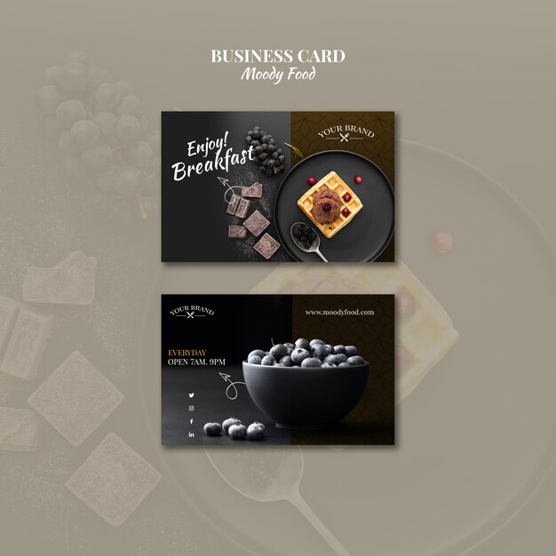 Moody Food Restaurant Business Card Concept Mock-Up – Free Download