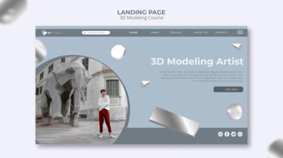 3D Modeling Course Landing Page Template – Free Download