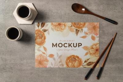 Floral Table Placemat Mock-Up Design – Free Download