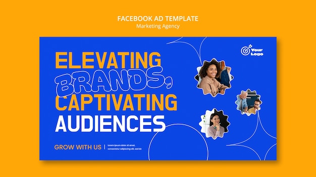 Flat Design Marketing Agency Facebook Template – Free Download