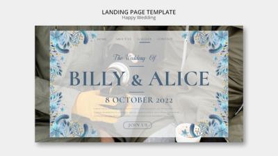 Happy Wedding Template in Flat Design – Free Download