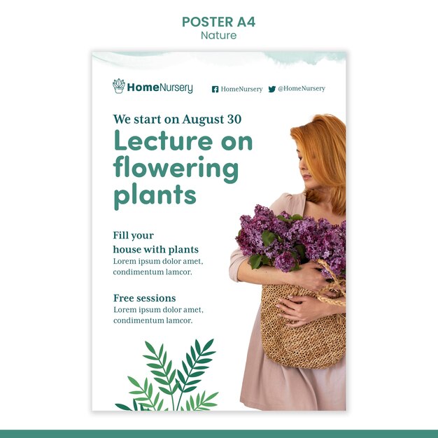 Vertical Poster Template for Houseplants Care Featuring a Woman – Free Download
