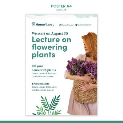 Vertical Poster Template for Houseplants Care Featuring a Woman – Free Download