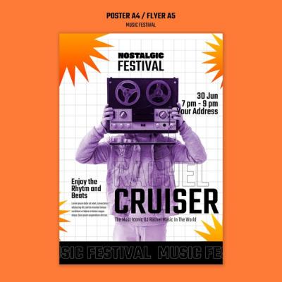 Gradient Music Festival Poster Template – Free Download