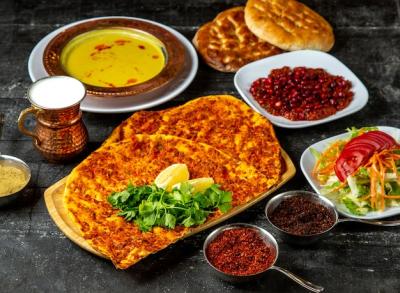 Meat Lahmajun Soup with Salad and Spices – Free Download