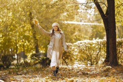 Elegant and Stylish Girl in an Autumn Park – Free Download