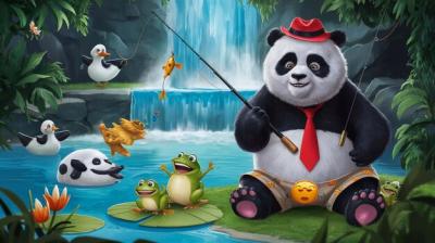 A Cartoon of a Panda Bear with a Hat and Tie – Free to Download