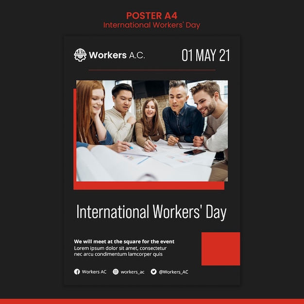 Vertical Poster for International Workerâs Day Celebration – Free Download