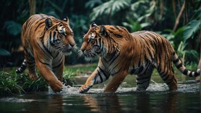 Majestic Bengal Tiger AI Generated Digital Art – Free Download