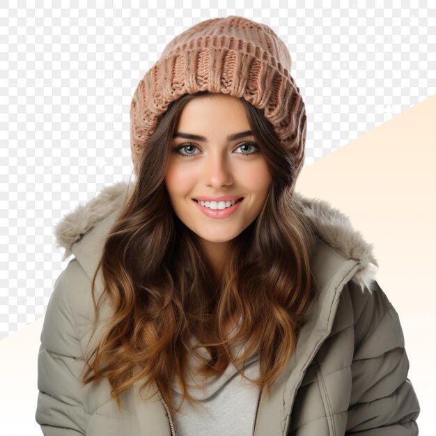 A Woman in a Brown Hat and Green Jacket on a White Background – Free Stock Photo, Download for Free