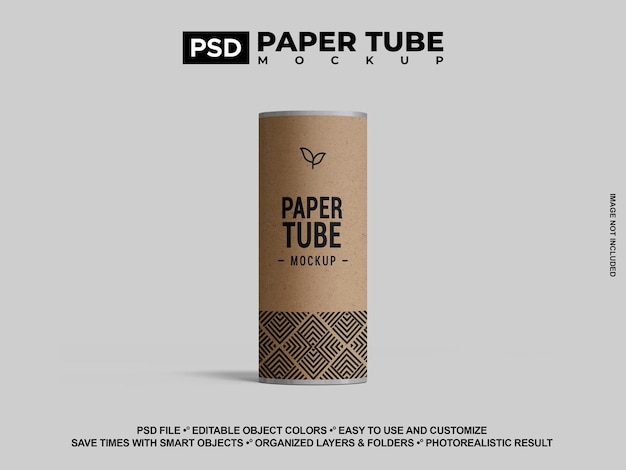 Realistic Paper Tube Rendering Mockup – Download Free Stock Photo for Easy Color Customization