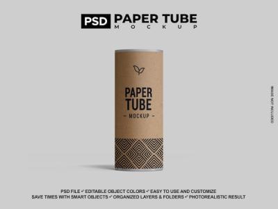 Realistic Paper Tube Rendering Mockup – Download Free Stock Photo for Easy Color Customization