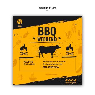 Barbecue Square Flyer Template – Free Download