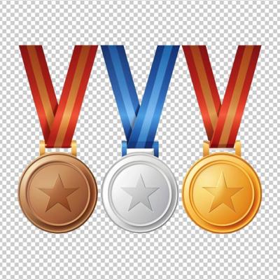 Gold, Silver, and Bronze Medal Flat Design Set – Free Download