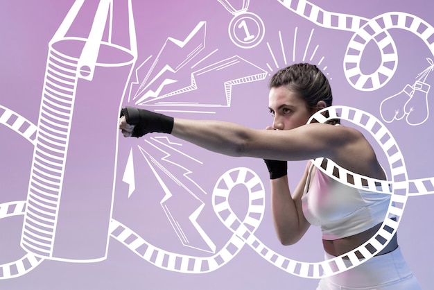 Side View of a Woman Training for Boxing – Free Download