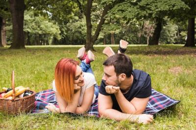 Young Couple in Park: A Perfect Moment Captured – Free Download