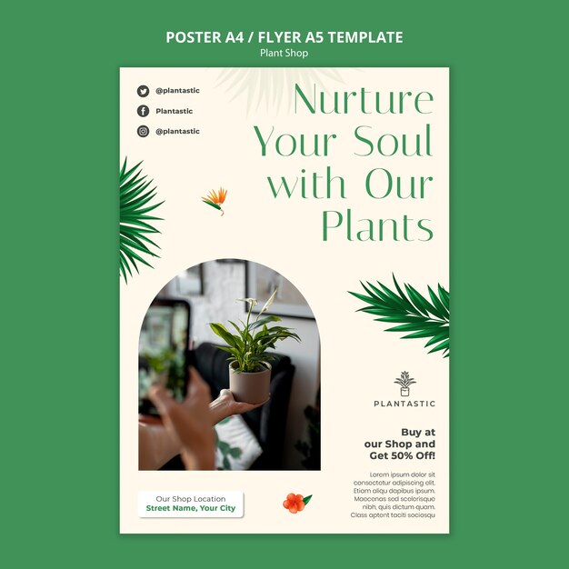 Realistic Plant Shop Poster Template – Free Download