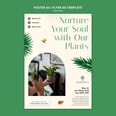 Realistic Plant Shop Poster Template – Free Download