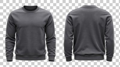 Dark Gray Sweatshirt Front and Back View on White Background – Free Download