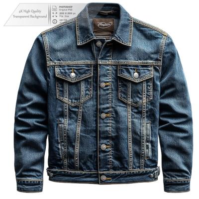 Dark Denim Trucker Jacket with a Modern Twist – Free Download