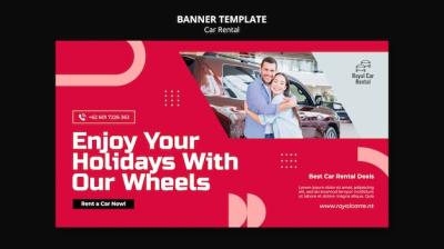 Flat Design Car Rental Banner Template – Free to Download