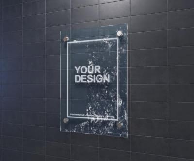 Transparent Plate Against Black Tile Wall – Free Download