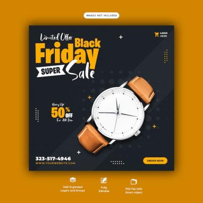 Black Friday Super Sale Social Media Banner Template – Free Download