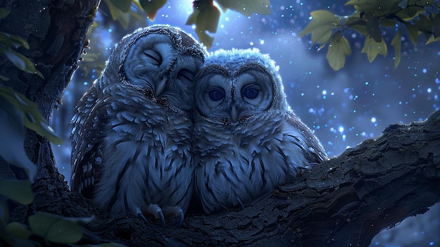 Owls Nestled Together on a Tree Branch – Free Stock Photo, Download Free