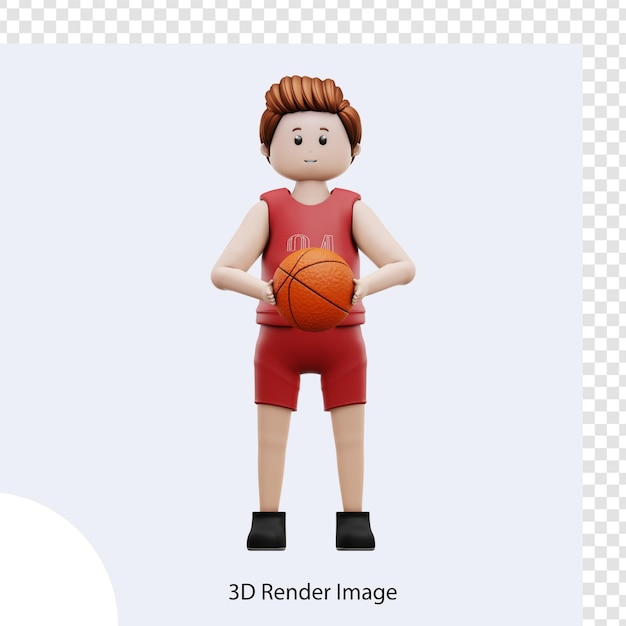 3D Illustration of a Boy Playing Basketball – Free Download