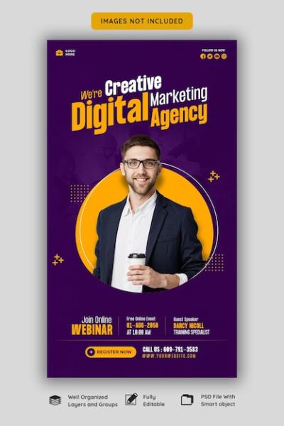 Digital Marketing Live Webinar and Corporate Facebook & Instagram Story Template – Free Download